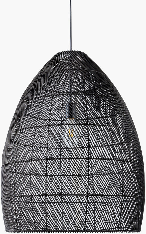 Surya Larimar Pendant Light - 20"L X 20"W X 98"H Industrial Rustic Rattan Design For Warm Ambiance Fixture, Black,Shade, Black,Cord, Black Rattan Lrm-001