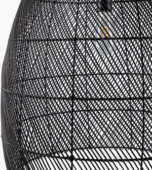 Surya Larimar Pendant Light - 20"L X 20"W X 98"H Industrial Rustic Rattan Design For Warm Ambiance Fixture, Black,Shade, Black,Cord, Black Rattan Lrm-001