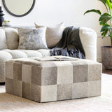 Laredo LRO-001 15"H x 32"W x 32"D Ottoman LRO-001  Upholstery: Light Gray, Gray, Beige Surya