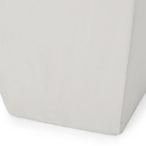 English Elm 13" Mgo Cast Stone Tapered Square Planter Architectural Matte Black Patio Accent Matte White 69574.00WHI