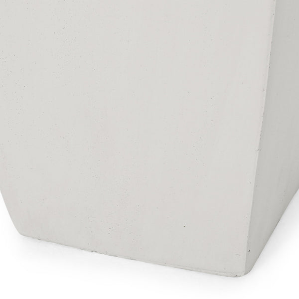 English Elm 13" Mgo Cast Stone Tapered Square Planter Architectural Matte Black Patio Accent Matte White 69574.00WHI