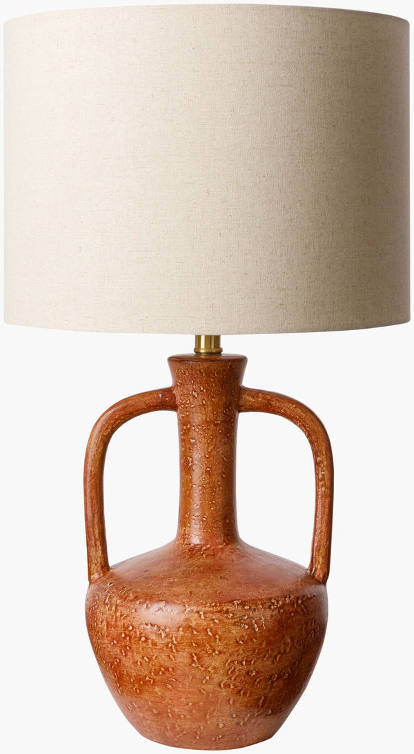 Surya Lorraine 27" Traditional Accent Table Lamp - Timeless Design, Soft Light, Perfect For Any Room Body, Tan,Shade, White,Finial, Metallic ,Brass,Harp, Metallic ,Nickel,Cord, Black Ceramic,Linen,Polyester,Iron Lrr-002