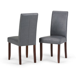 English Elm Acadian Parson Dining Chair Set Of 2 - Elegant Stone Grey Vegan Leather With Solid Wood Legs B136P159797