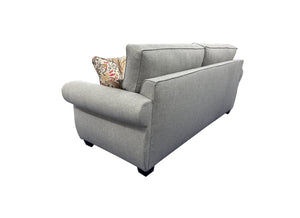 Porter Designs Porter Oasis Overstuffed Transitional Sofa - Luxurious Gray Linen, Feather Pillows & Floral Accents Gray Fabric 01-207-01-6329