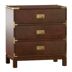 Homelegance By Top-Line Jameson 3-Drawer Gold Accent Nightstand Brown Wood