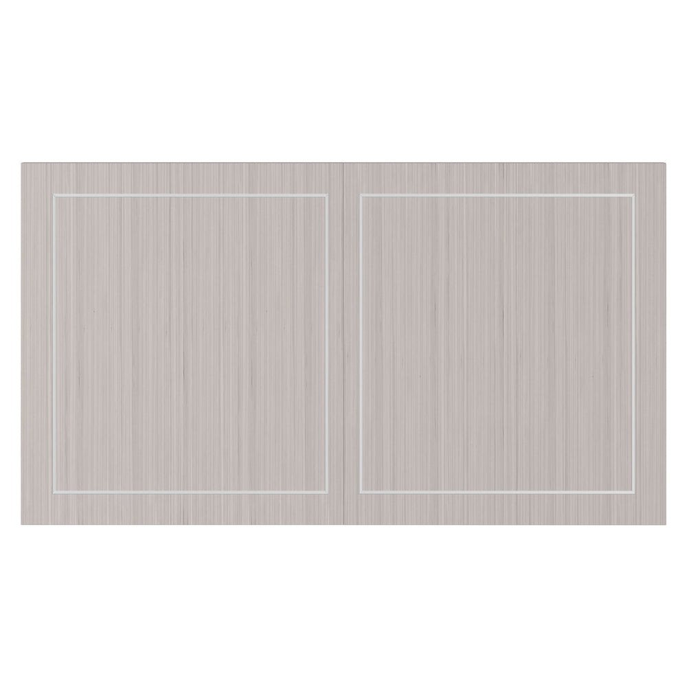 Bernhardt Bernhardt Stratum Dining Table With Mist Top & Polished Nickel Insets, Fossil Faux Stone Base, 82" 325224