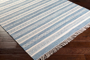 Surya Lawry 2' X 3' Handmade Wool Rug - Rustic Charm For Cozy Spaces, Durable & Easy Care, India Crafted Blue Wool Lry7001-23
