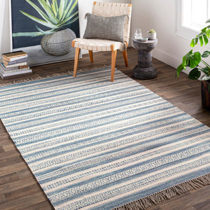 Surya Lawry 2' X 3' Handmade Wool Rug - Rustic Charm For Cozy Spaces, Durable & Easy Care, India Crafted Blue Wool Lry7001-23