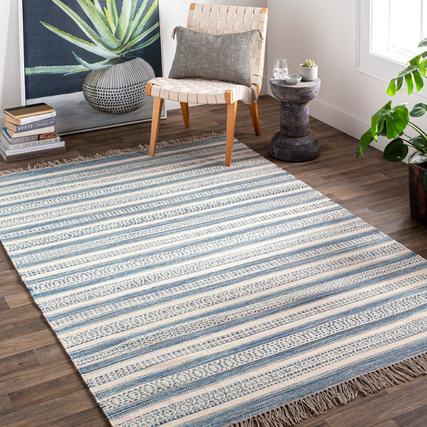 Surya Lawry 2' X 3' Handmade Wool Rug - Rustic Charm For Cozy Spaces, Durable & Easy Care, India Crafted Blue Wool Lry7001-23