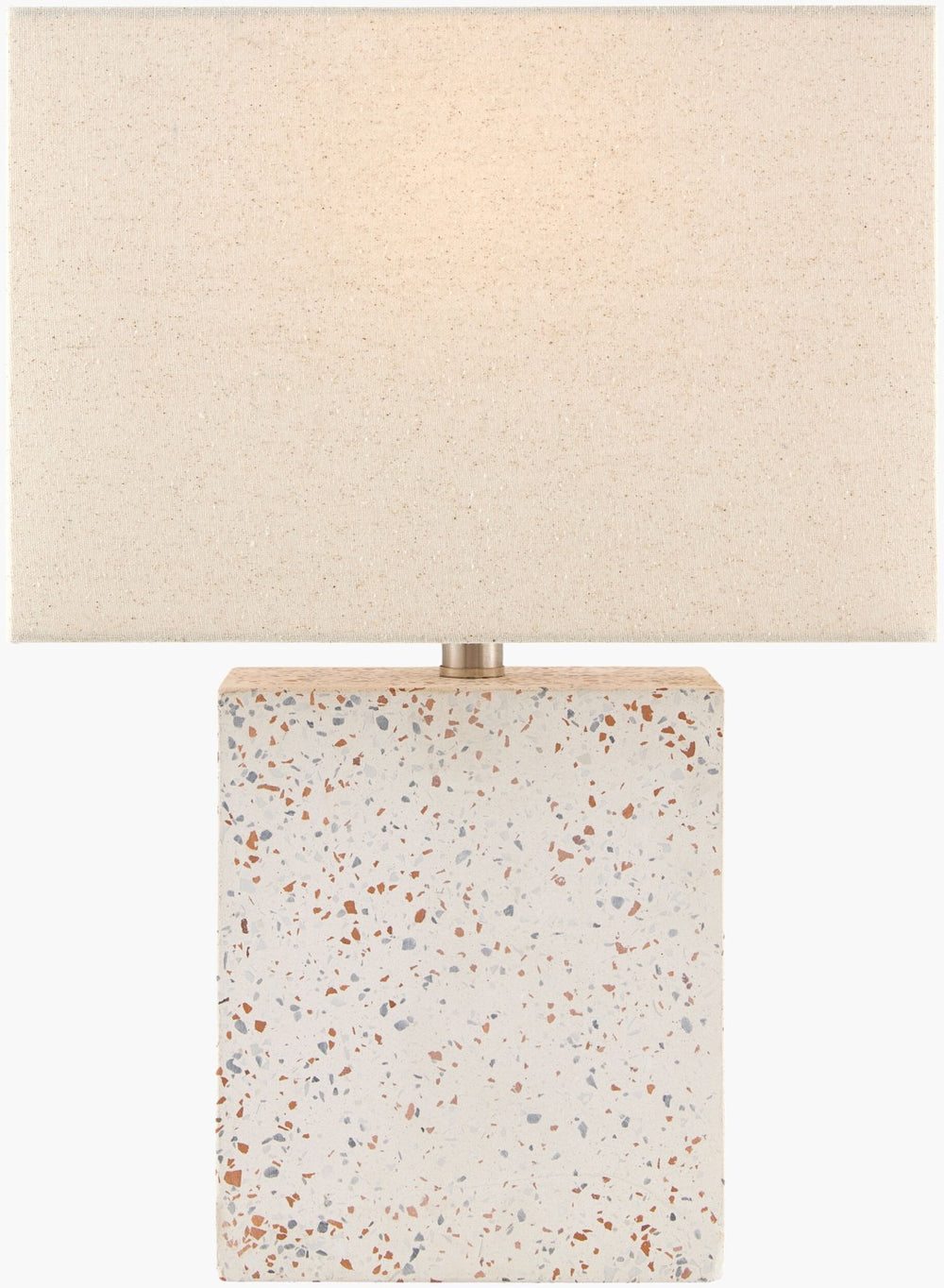 Surya Lorzan Concrete Body Accent Lamp with Linen Shade for Bedside or Console Tables LRZ-001