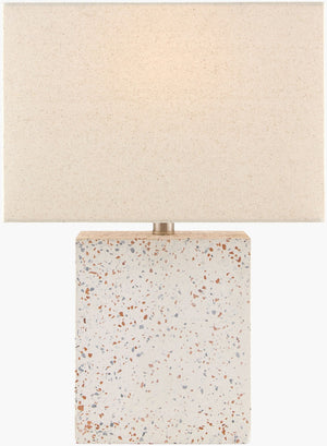 Surya Lorzan Concrete Body Accent Lamp with Linen Shade for Bedside or Console Tables LRZ-001
