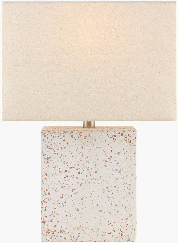Surya Lorzan Concrete Body Accent Lamp with Linen Shade for Bedside or Console Tables LRZ-001