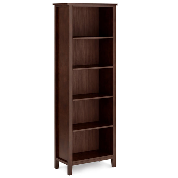 English Elm Artisan 5-Shelf Bookcase In Rich Russet Brown - Handcrafted, Adjustable, And Versatile Storage Solution B136P158386