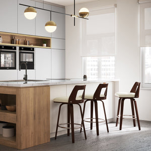 English Elm Ellison Bentwood Swivel Bar Stool Set Of 2 - Stylish Cream Vegan Leather For Modern Spaces B136P158612