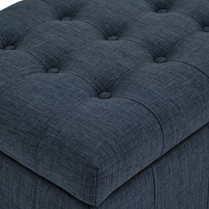 Homelegance By Top-Line Lyon Tufted Storage Bench Blue Polyester