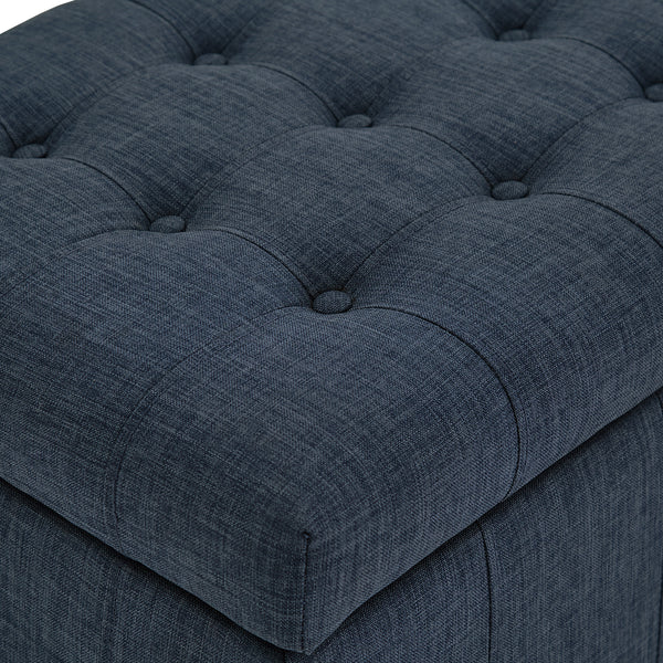 Homelegance By Top-Line Lyon Tufted Storage Bench Blue Polyester