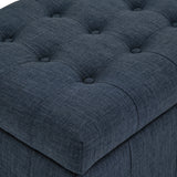 Homelegance By Top-Line Lyon Tufted Storage Bench Blue Polyester