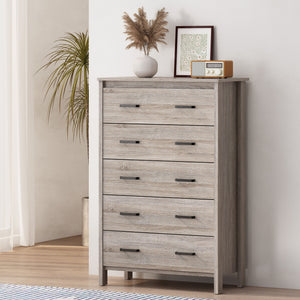 English Elm Christopher Knight Home® - Toolless 5-Drawer Chest with Faux Wood Finish, Moisture-Resistant MDF, Sleek Bar Handles, Compact Storage Oak 72039.00SONOAK