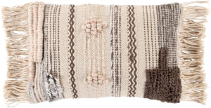 Surya Lovisa 14"L X 22"W Lumbar Pillow - Stylish Cotton-wool Blend, Easy Care Accent For Your Home Decor Beige Cotton,Wool,Polyester,Cotton Lsa001-2214p