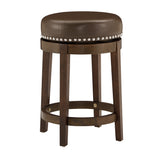 Homelegance By Top-Line Emerson Faux Leather Brown Finish Wood Swivel 24" Counter Height Stool (Set of 2) Brown Rubberwood