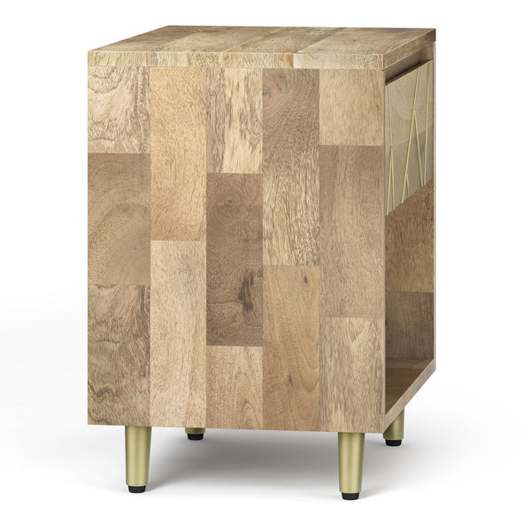 English Elm Jager Handcrafted Mango Wood Bedside Table with Soft-Close Drawer & Gold Inlay Legs, 22"W B136P158755