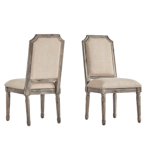 Homelegance By Top-Line Mayer Arched Linen and Wood Dining Chairs (Set of 2) Beige Rubberwood