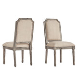 Mayer Arched Linen and Wood Dining Chairs (Set of 2)