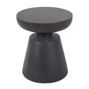 English Elm Outdoor Lightweight Concrete Pedestal Side Table with Warm Copper Sculptural Finish 73454.00