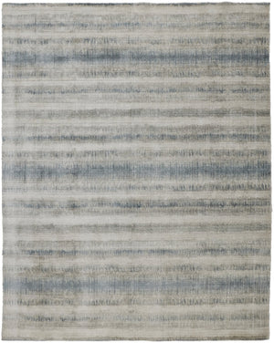 Feizy Rugs Mackay Hand Woven Viscose And Wool Low Pile Striped Rug For Luxurious Modern Home Decor Gray,Blue,Green Viscose,Wool Mky8824fblu000j00