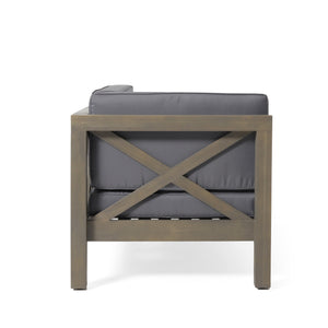 English Elm Brava Acacia Corner Bench Set with Coffee Table Outdoor Cross-back Slatted Design 57967.00DGY-64496.00GRY