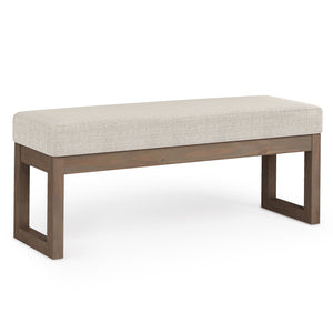 English Elm Milltown Large Ottoman Bench - Chic Platinum Tweed Upholstered Seat For Modern Living Spaces B136P159942