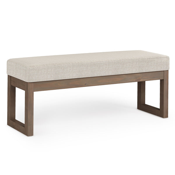 English Elm Milltown Large Ottoman Bench - Chic Platinum Tweed Upholstered Seat For Modern Living Spaces B136P159942