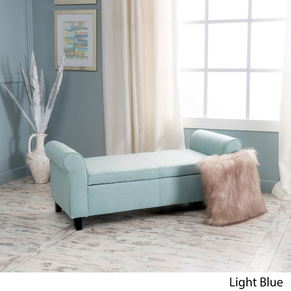 English Elm Hayes Upholstered Storage Bench with Rolled Arms for Entryway Bedroom or Living Room 57735.00LBL
