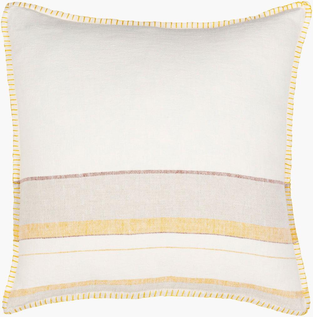 Surya Linen Stripe Embellished Pillow Kit - 18" X 18" Cottage-style Accent For Chic Home Decor Cream Linen,Linen Lsp002-2222p