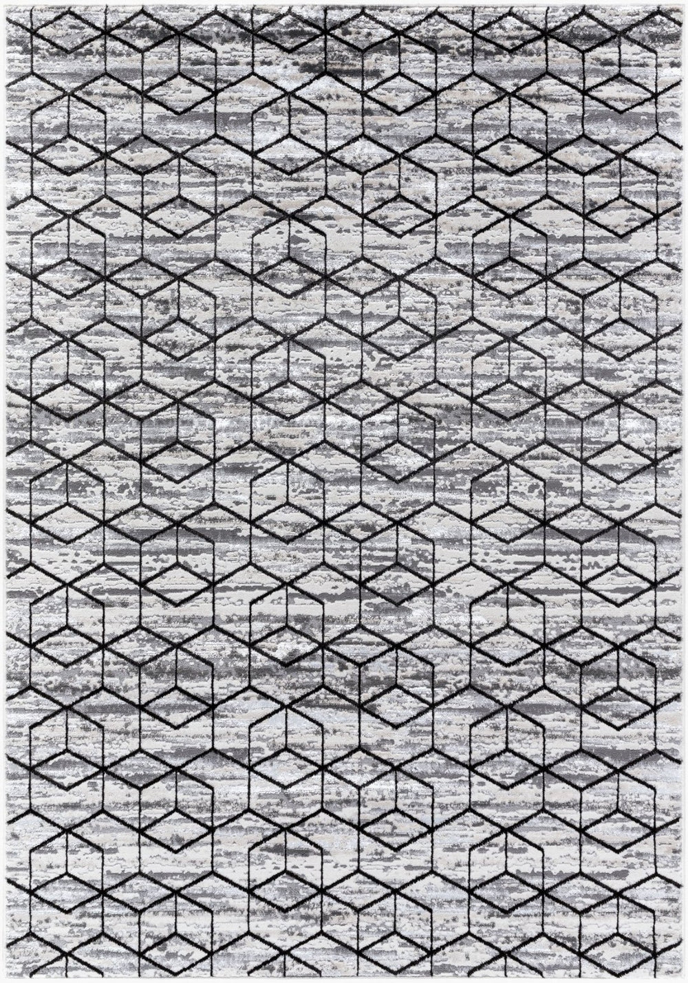 Livabliss Lustro Mid-century Modern Machine Woven Polypropylene Area Rug for Living Room Gray, Light Bei 7'10" x 10' LSR2333-71010