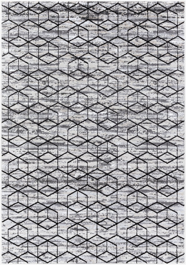Livabliss Lustro Mid-century Modern Machine Woven Polypropylene Area Rug for Living Room Gray, Light Bei 7'10" x 10' LSR2333-71010