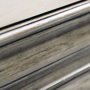 Bernhardt Bernhardt Goodman Nightstand With Touch‑Open Drawer, Two‑Tone Oak Finish, Rustic Gray & White Plaster — Adjustable Glides For Leveling 369217