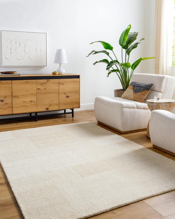 Livabliss Las Palmas Handcrafted Wool Accent Rug Artisan Tufted Texture for Entryways and Bedside Ivory, Sandston 9' x 12' LSS2303-912