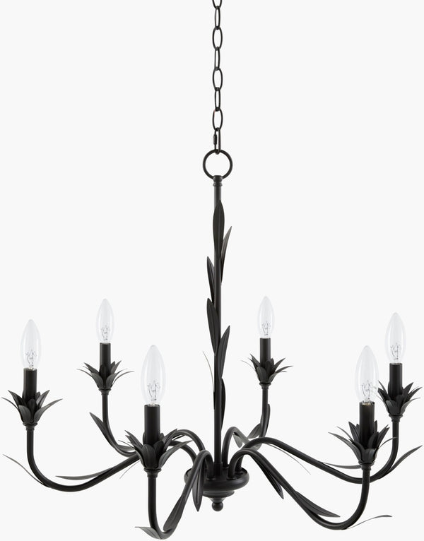 Surya Lustre Open Cage Metal Chandelier Industrial Rustic Statement Light for Dining Rooms LSTR-005