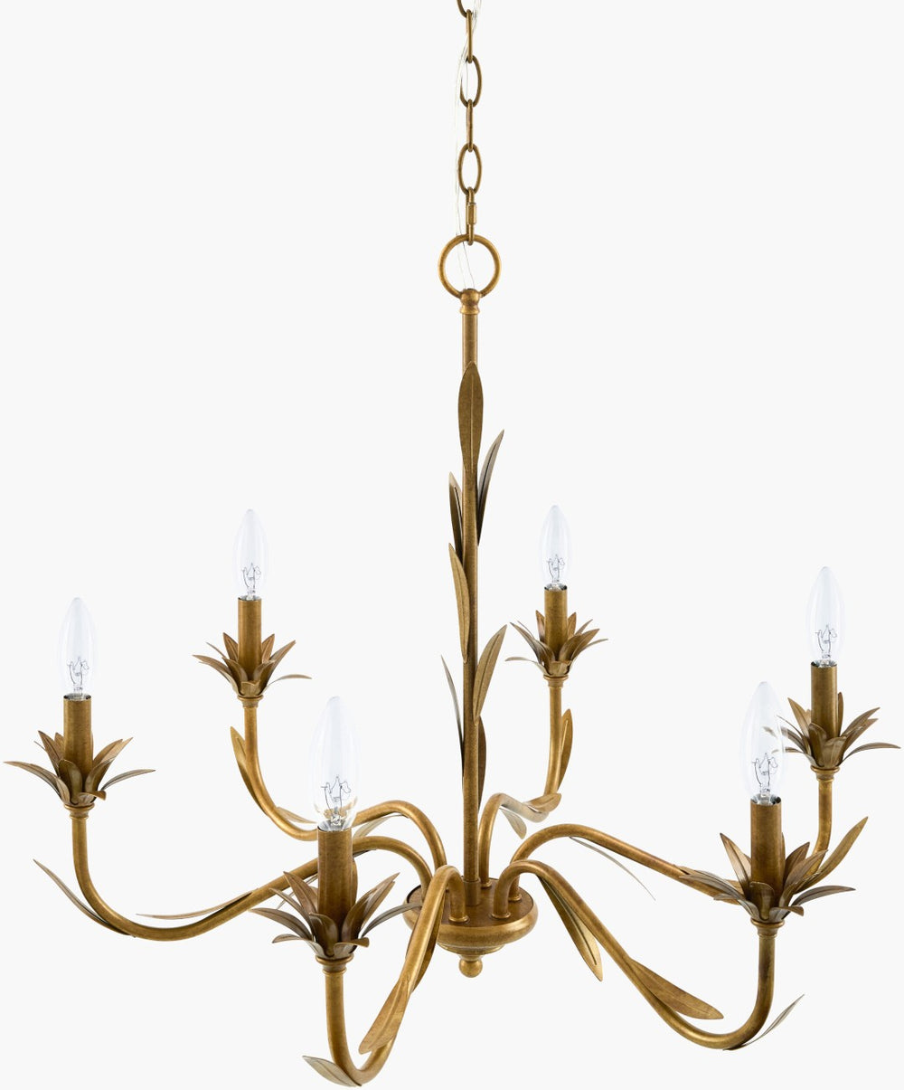 Surya Lustre Industrial Metal Chandelier Sculptural Statement Ceiling Light for Dining Rooms LSTR-006