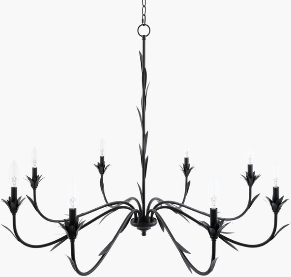Surya Lustre Industrial Metal Chandelier for Large Dining Rooms and Open Loft Spaces LSTR-007