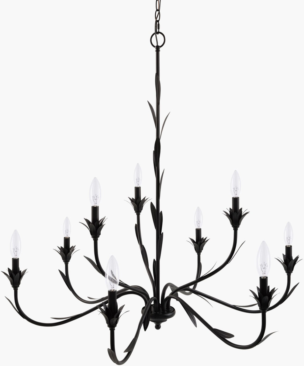Surya Lustre Industrial Metal Chandelier Exposed Framework Statement Piece for Dining Loft Spaces LSTR-009
