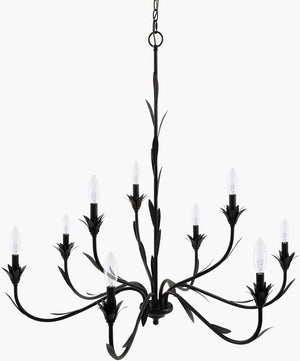 Surya Lustre Industrial Metal Chandelier Exposed Framework Statement Piece for Dining Loft Spaces LSTR-009