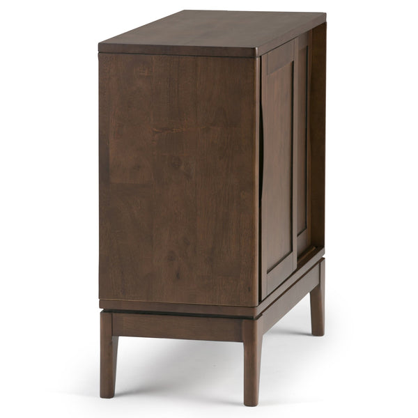 English Elm Harper Mid-Century 30" Solid Hardwood Low Storage Cabinet with Sliding Doors, Eco-Friendly Finish Dark Brown B136P158164