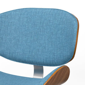 English Elm Marana Dining Chair - Mid-Century Modern Design In Rich Blue Upholstery With Walnut Frame B136P158912