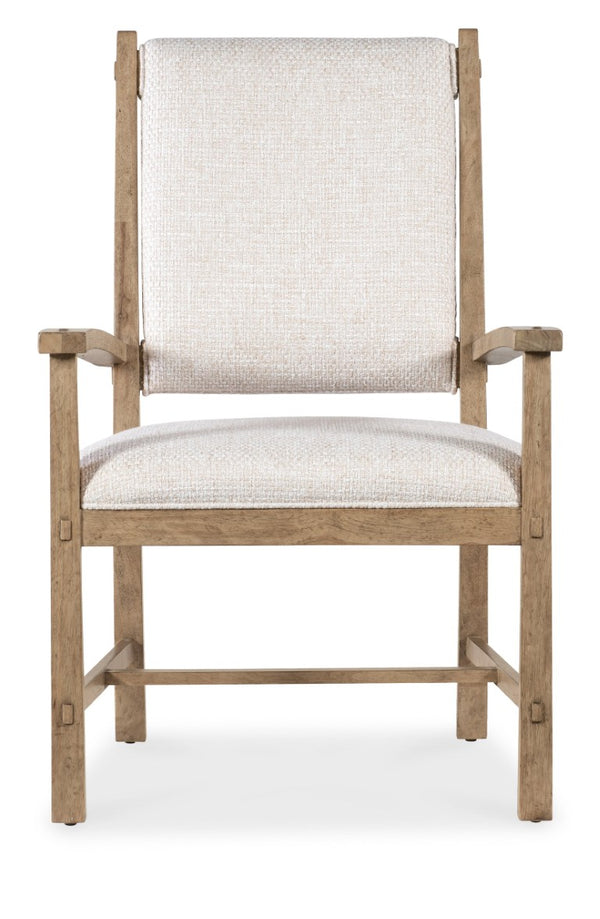 Hooker Furniture Vineyard Light Sonoma Upholstered Arm Chair With White Zin Fabric, Dowel & Welt Trim, Craftsman Flair 6952-75400-80