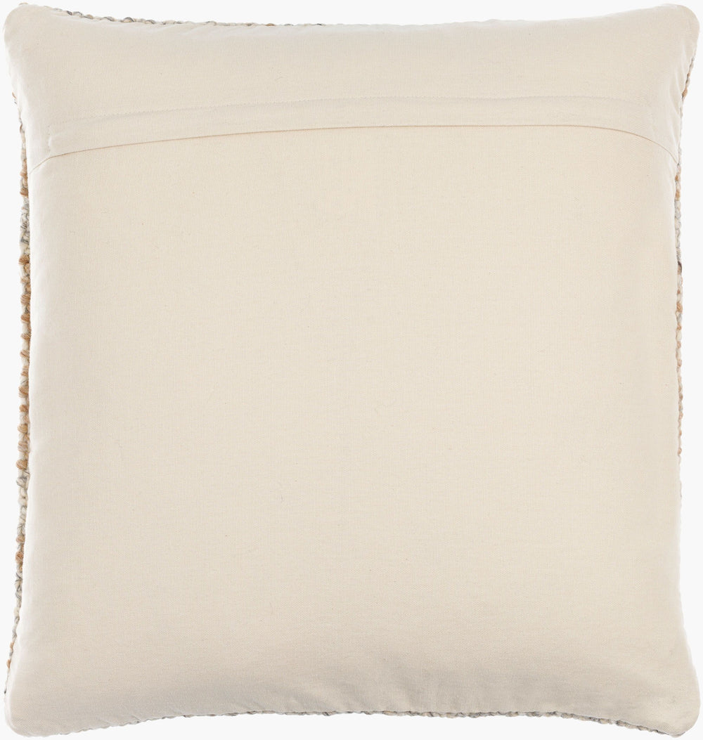 Surya Lesley Cozy Handmade 18"X18" Wool & Cotton Accent Pillow - Timeless Cottage Style For Any Room Beige Wool,Cotton Lsy002-2222