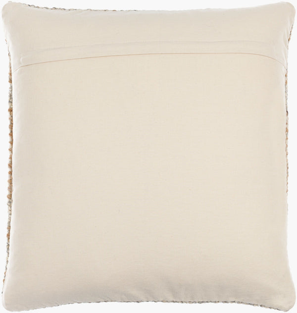 Surya Lesley Cozy Handmade 18"X18" Wool & Cotton Accent Pillow - Timeless Cottage Style For Any Room Beige Wool,Cotton Lsy002-2222