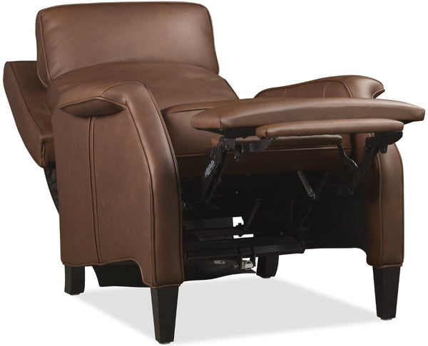 Hooker Furniture Wrenn Recliner With Power Headrest And Usb Charging — Semi-Aniline Leather, Bustle Back Comfort Brown RC829-PH-087