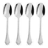 Oneida Marquette Stainless Steel Dinner Spoons, 4-Piece Set, Mirror Finish & Beaded Detail